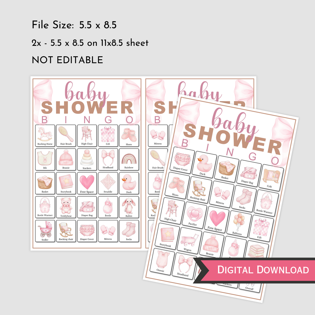 Baby Girl Shower Bingo