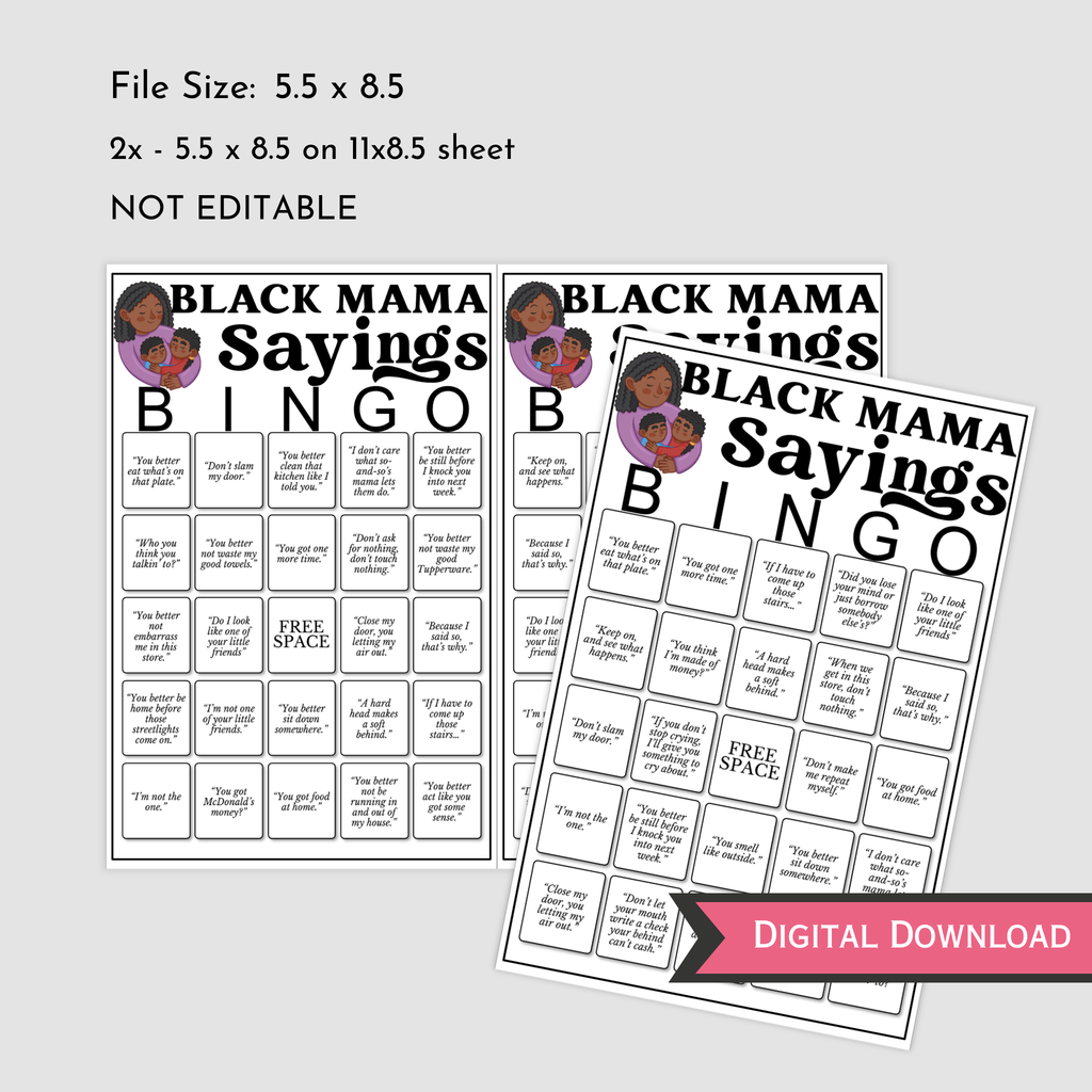 Black Mama Sayings Bingo
