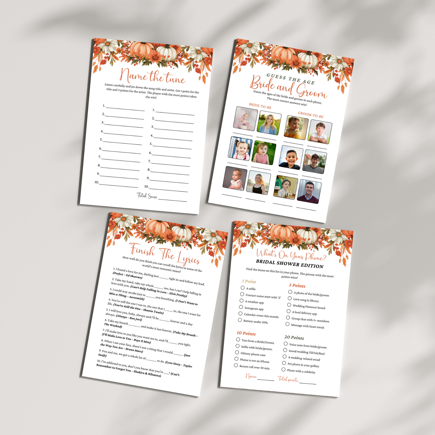 Fall Bridal Shower Games #1