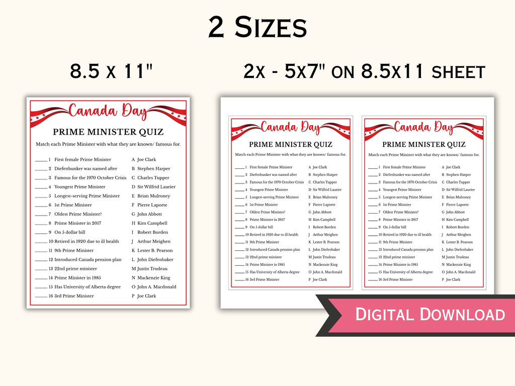 Canada Day Prime Minister Quiz Game