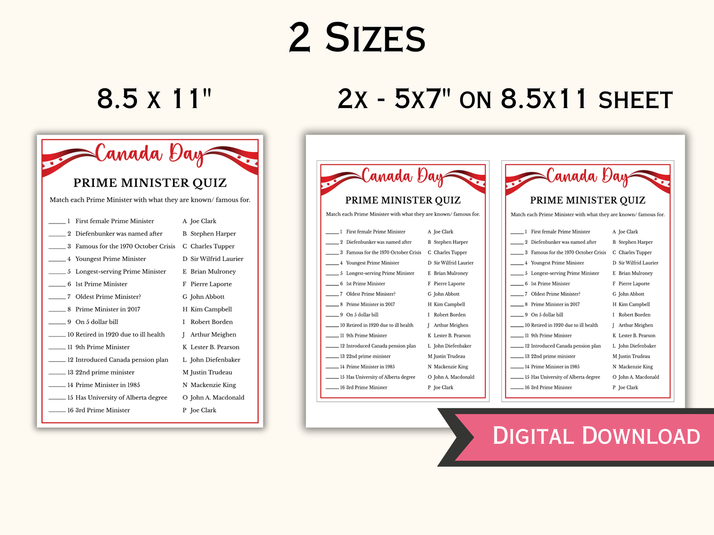 Canada Day Prime Minister Quiz Game