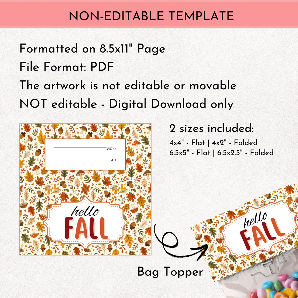 Hello Fall Bag Topper