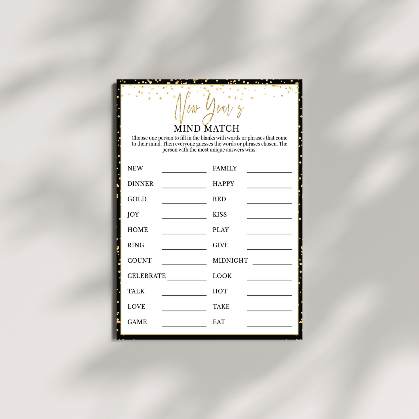 New Year's Party Games Printable