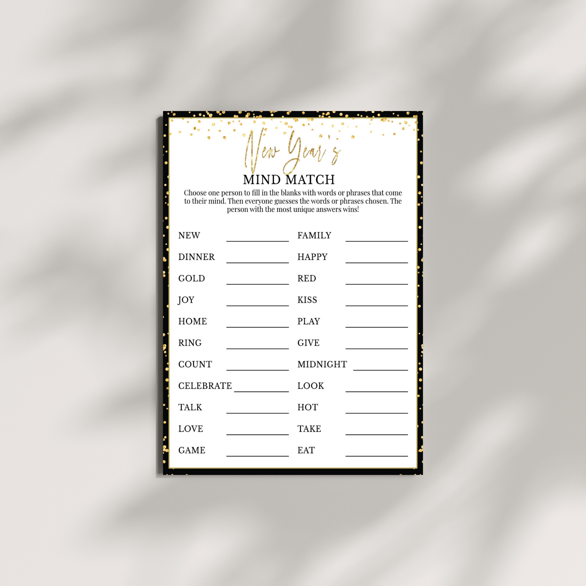 New Year's Party Games Printable