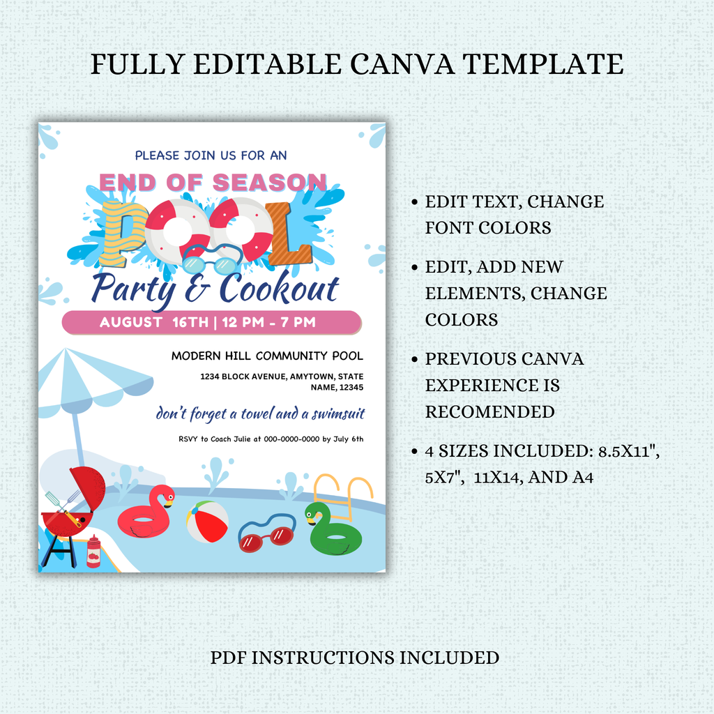 End of Season Pool Party Flyer Template