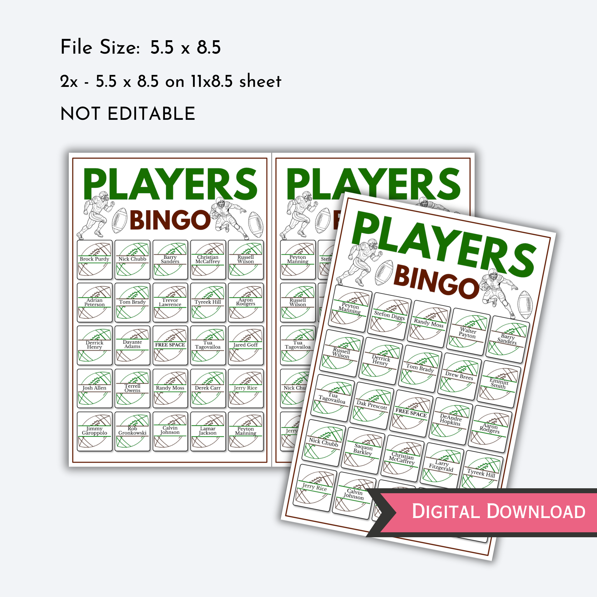 Football Players Bingo Game | 100 Cards