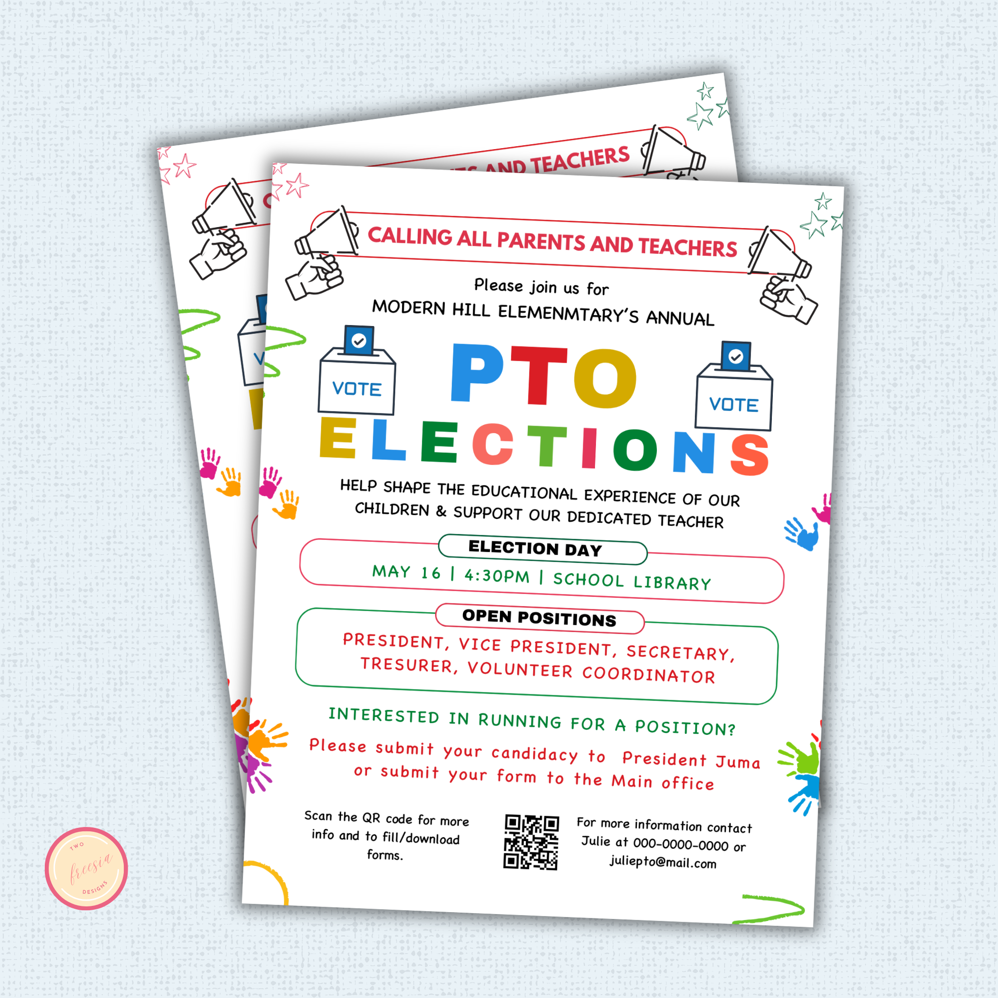 PTO Election Volunteer Flyer