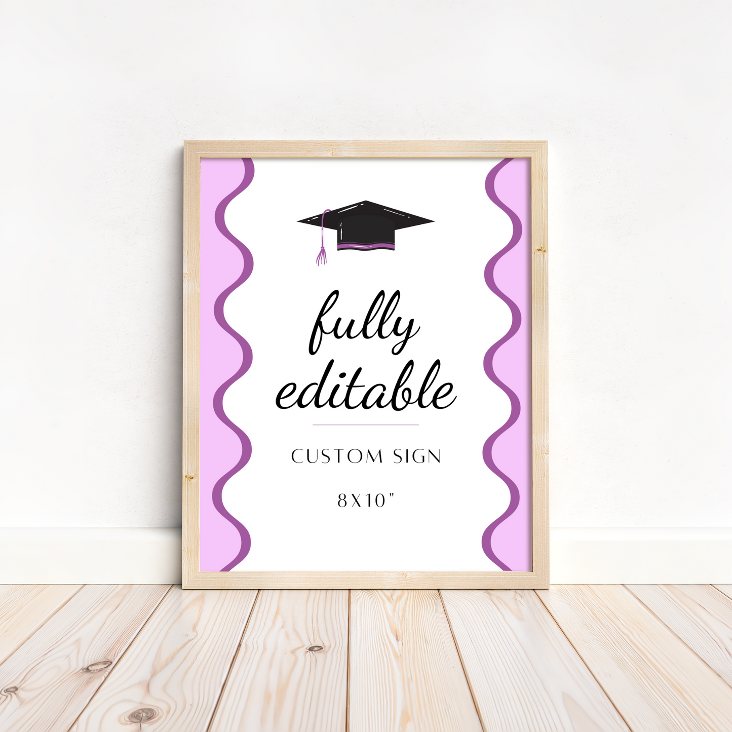 Graduation Party Table Signs - Wavy Purple