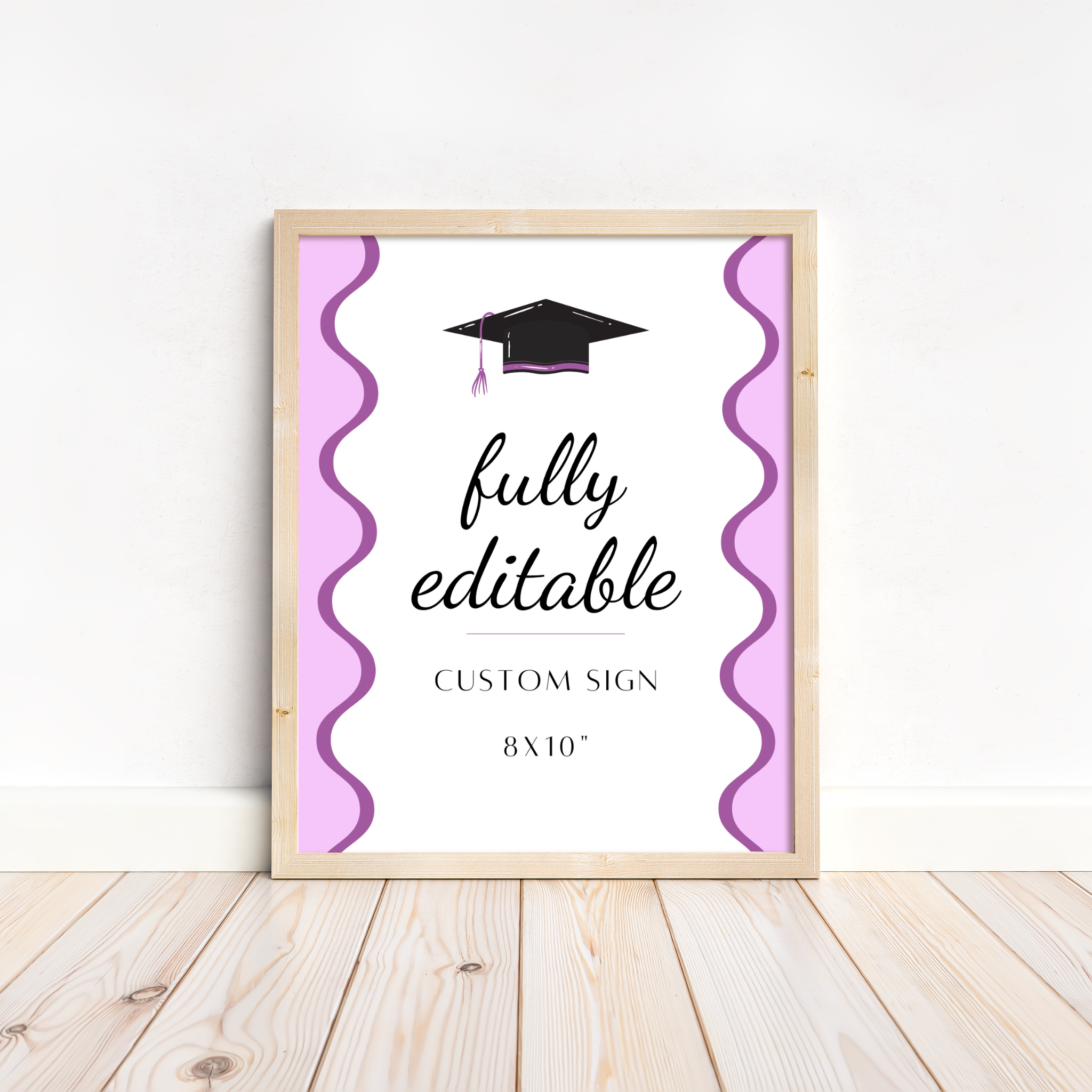 Graduation Party Table Signs - Wavy Purple