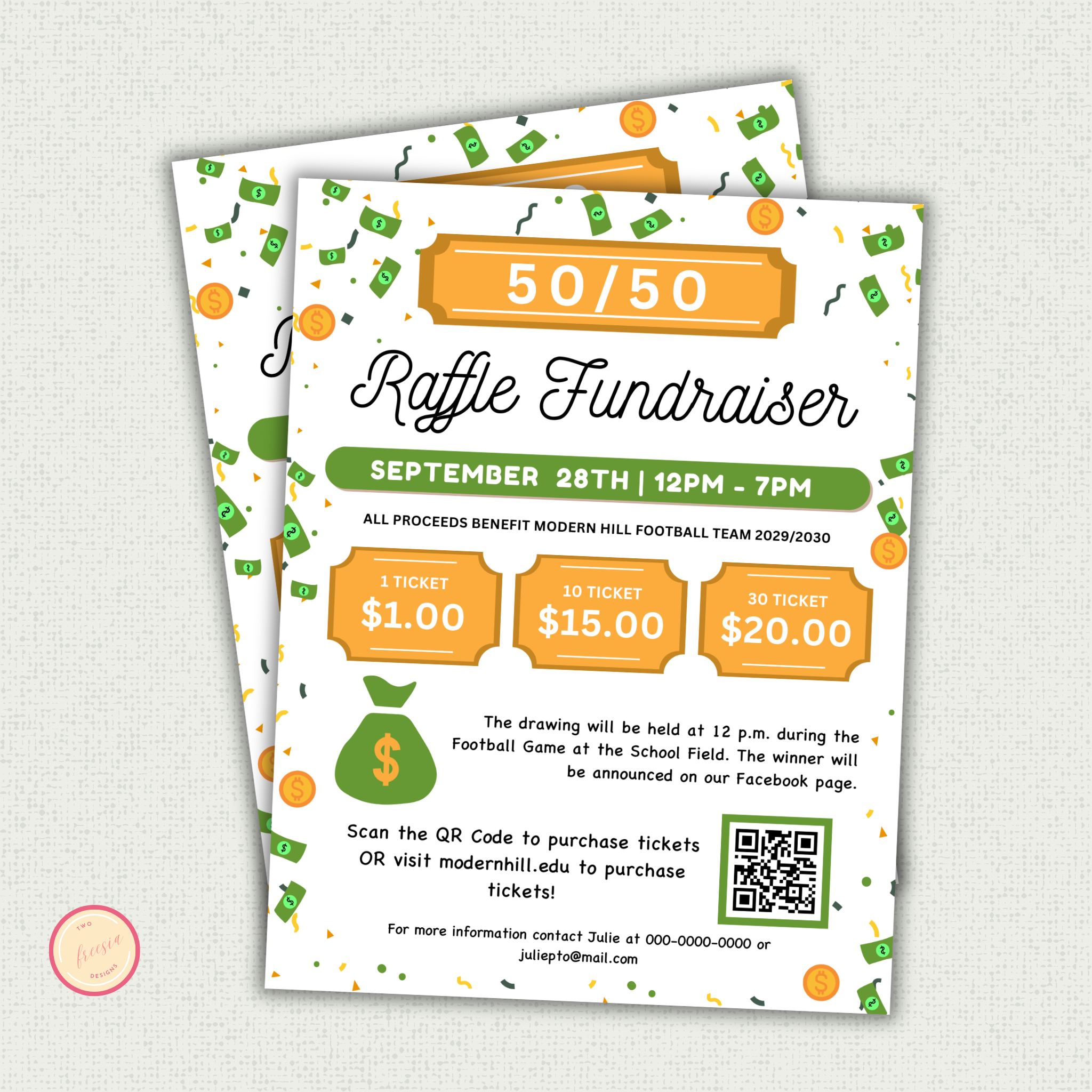 Separate Raffle 50/50 Raffle Fundraiser Flyer Editable Template | Split the Pot Flyer ...