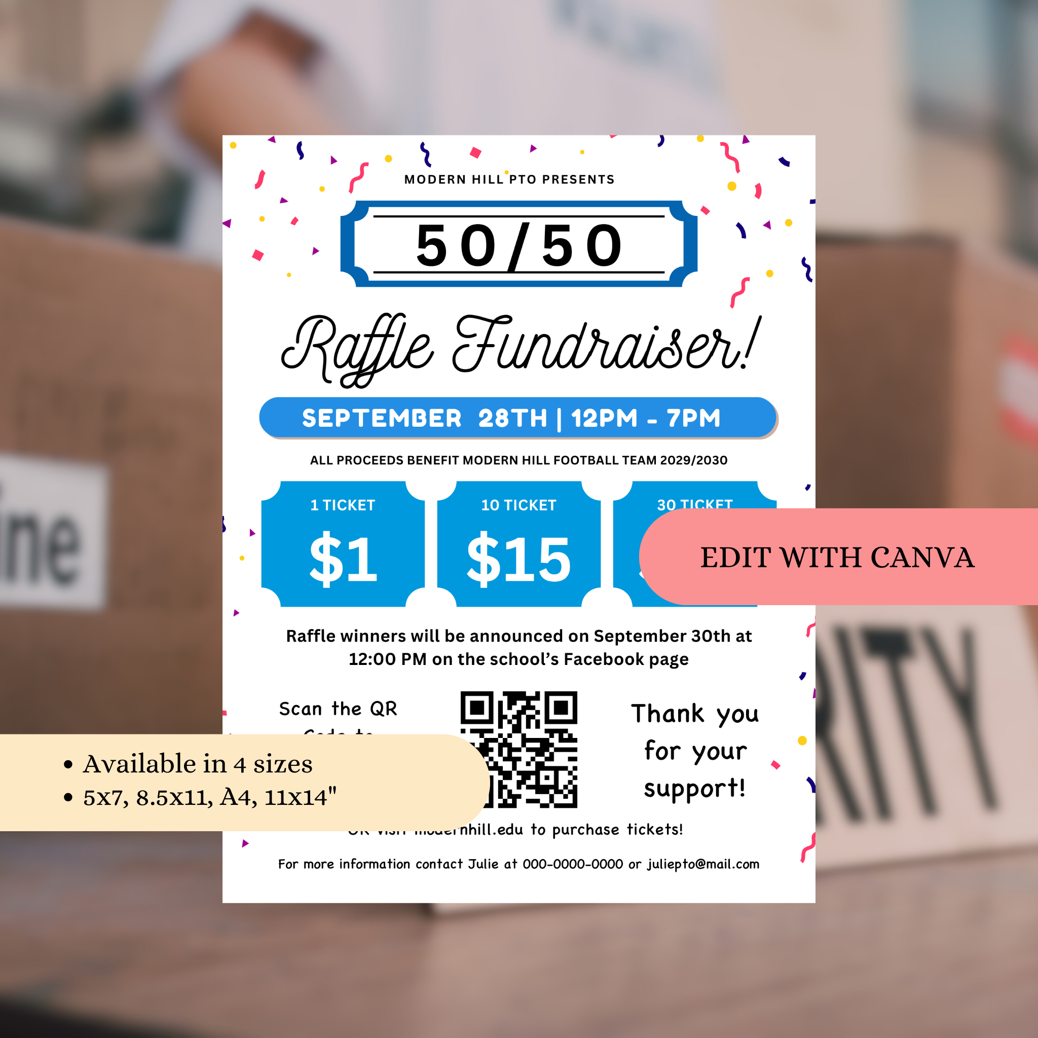 50/50 Raffle Fundraiser Flyer Template