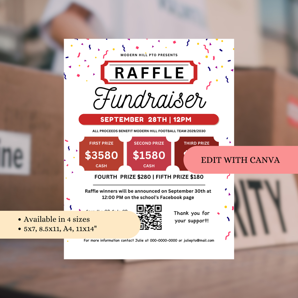 Multiple Raffle Flyer Editable Raffle Fundraiser Flyer Template | Split the Pot Flyer ...