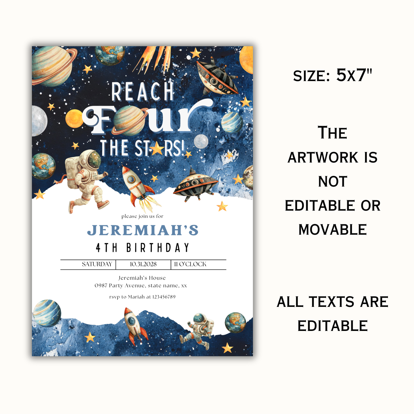 Reach Four the Stars Invitation | Blue