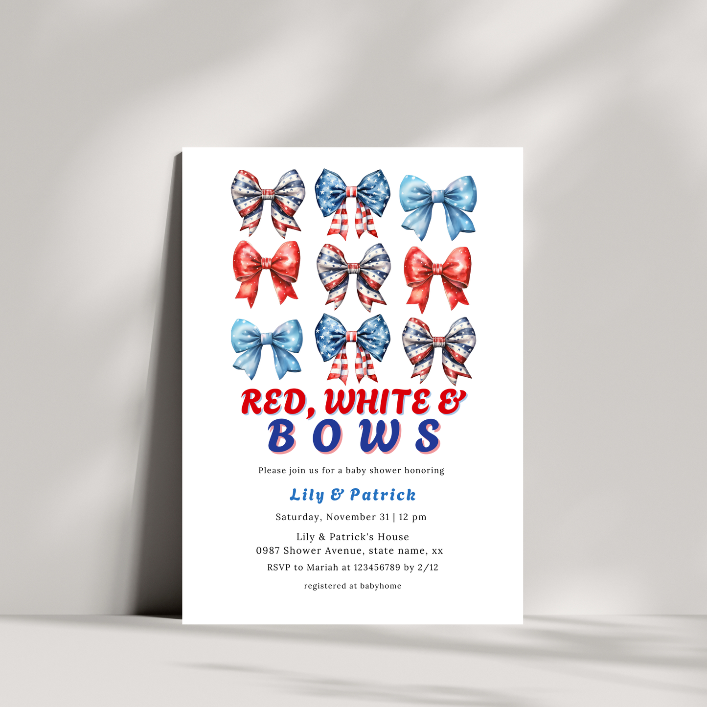 Patriotic Baby Shower Invitation Bundle