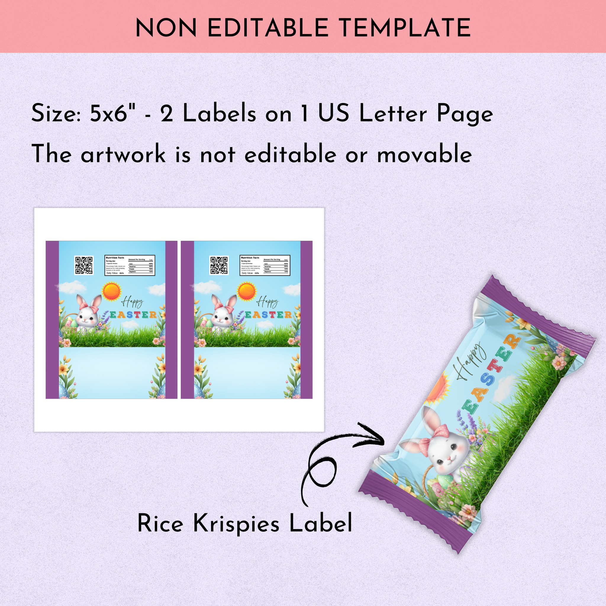 Easter Bunny Rice Treat Labels - Set of 3