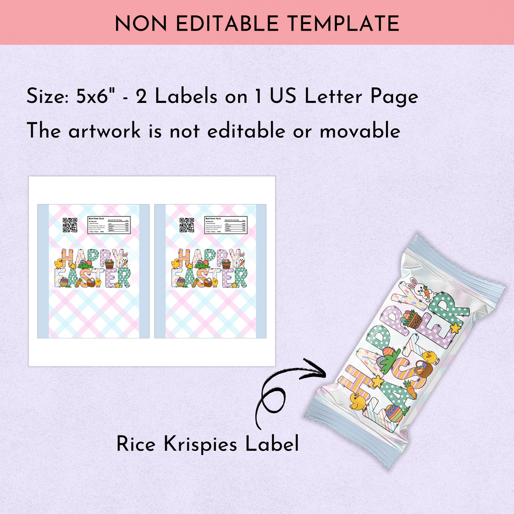 Easter Bunny Rice Treat Labels - Set of 2