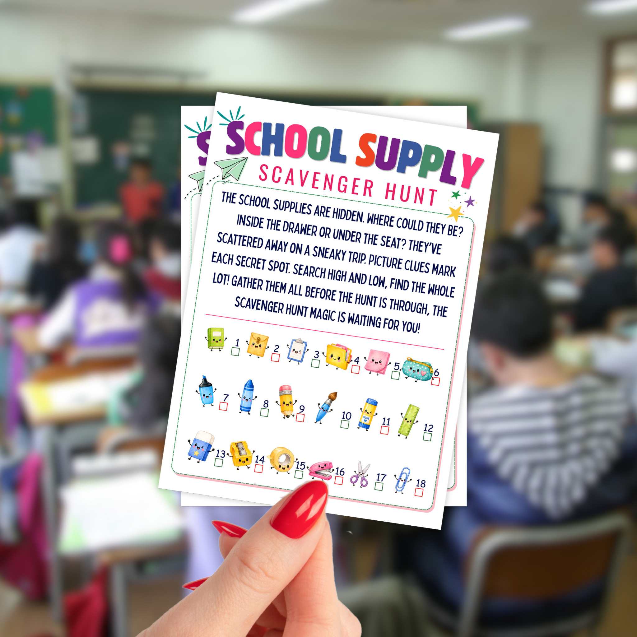 School Supplies Scavenger Hunt