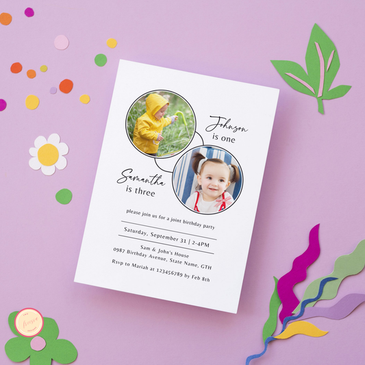 Double Birthday Invitation Template - Kids