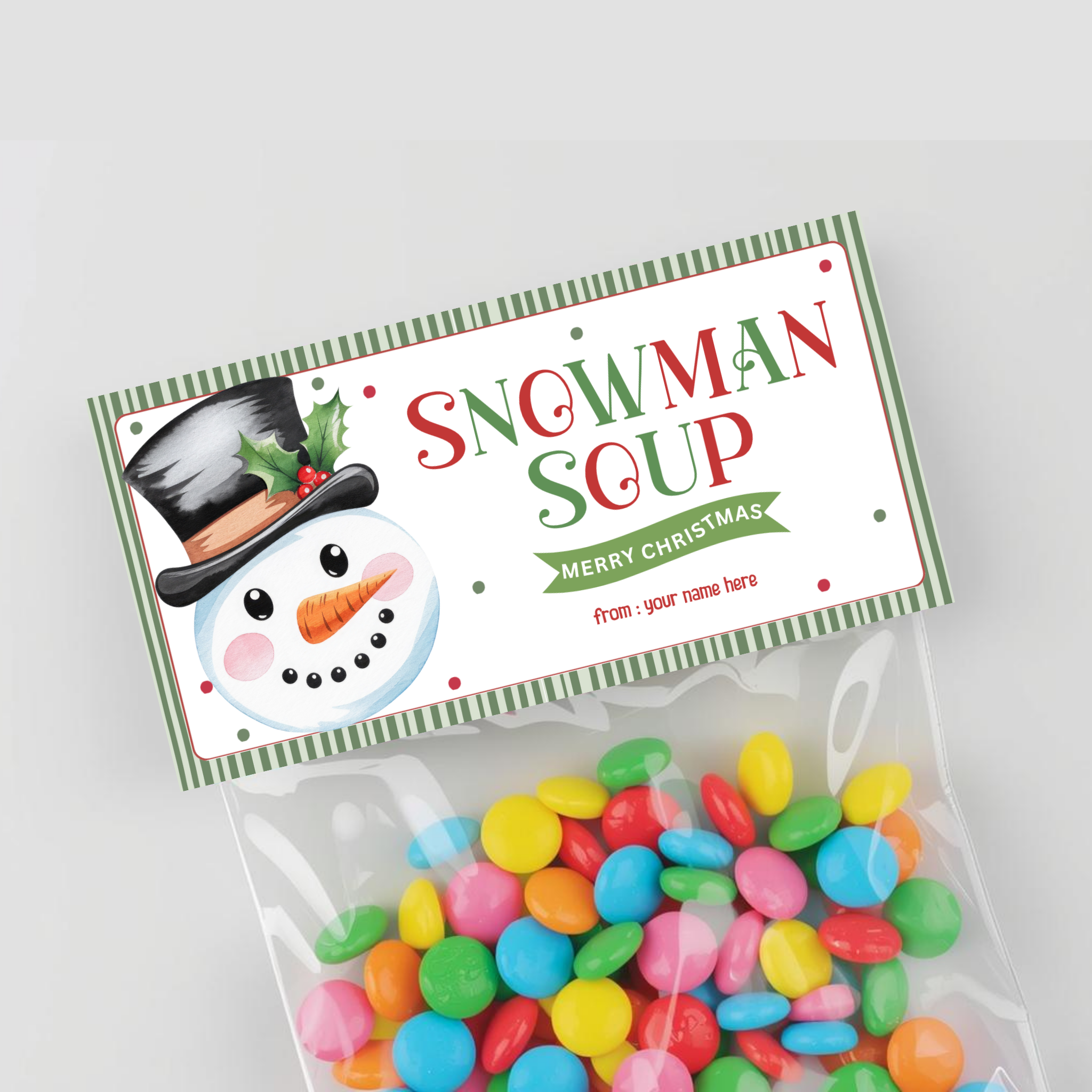 Snowman Soup Treat Bag Topper