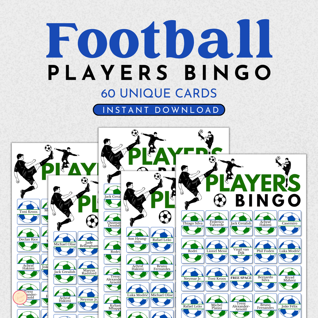 Football (Soccer) Players Bingo Game | 60 Cards