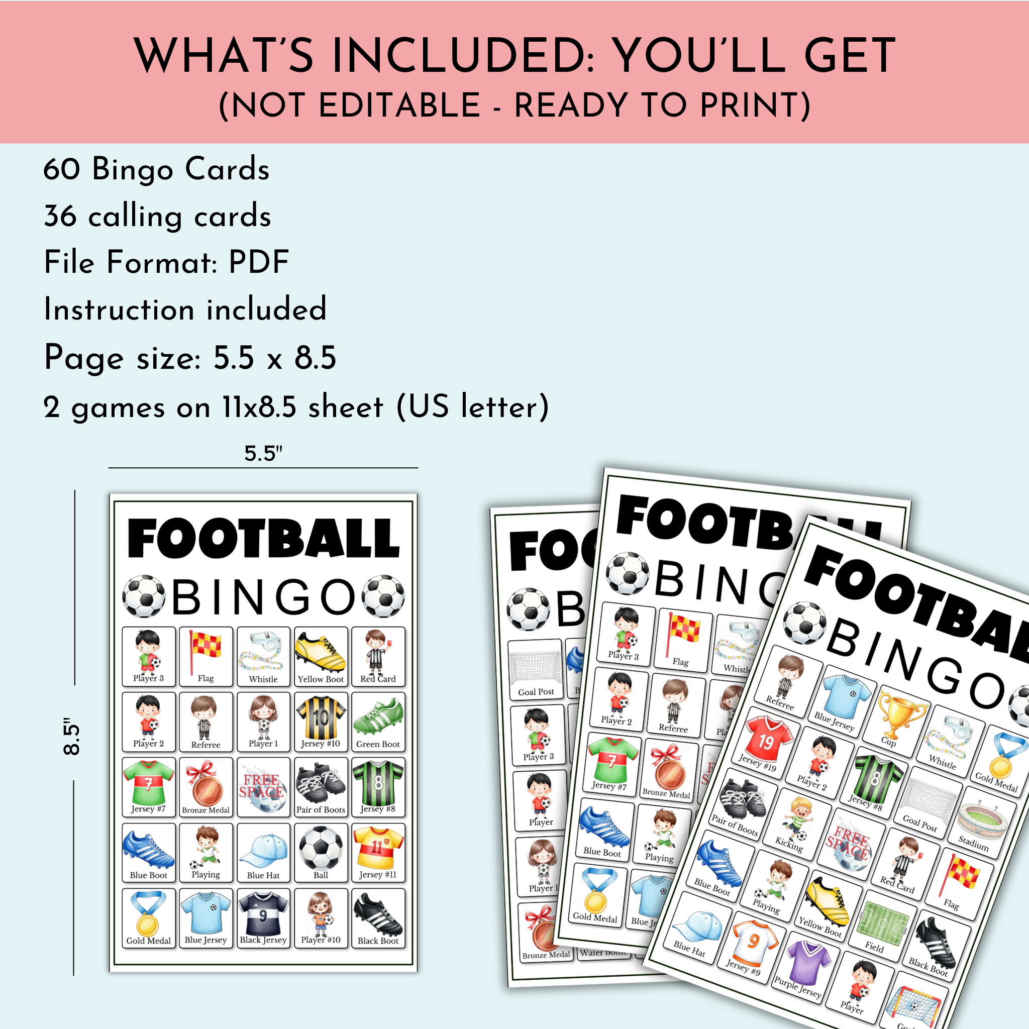 Football (Soccer) Players Bingo Game