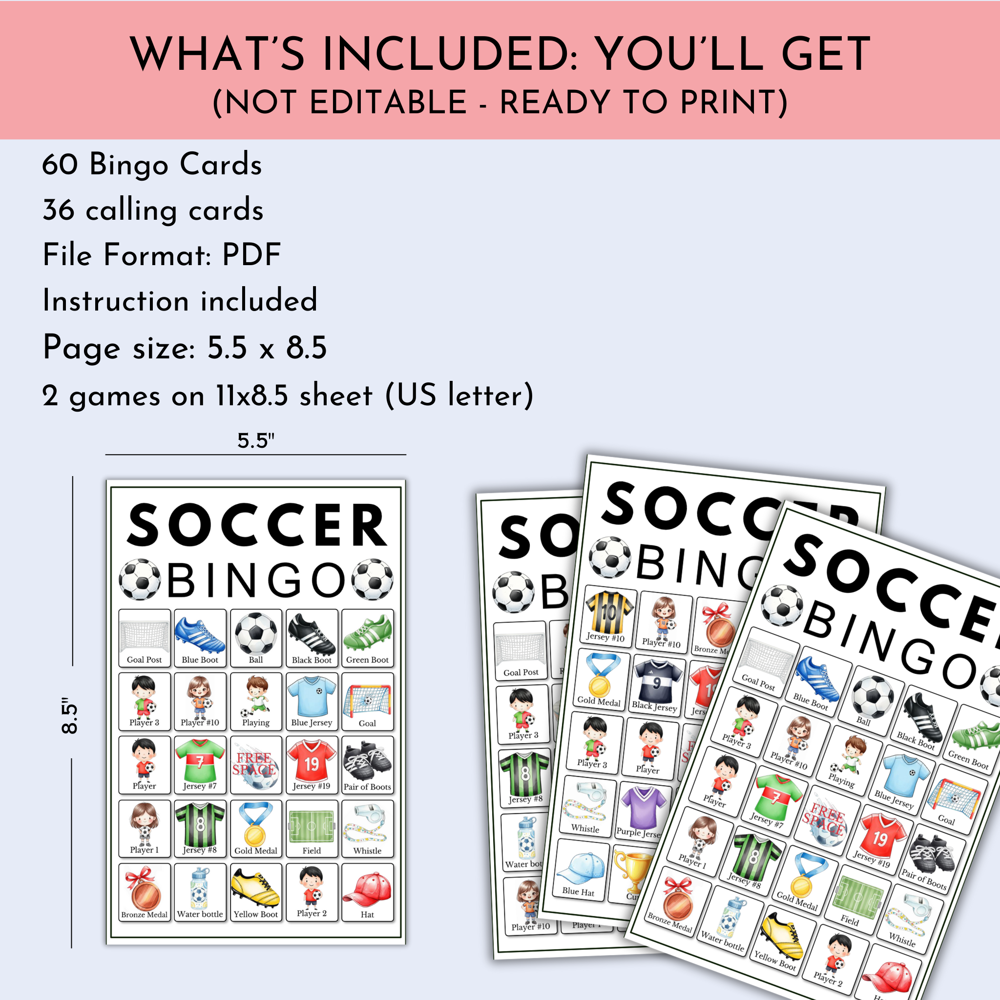 Soccer Players Bingo Game