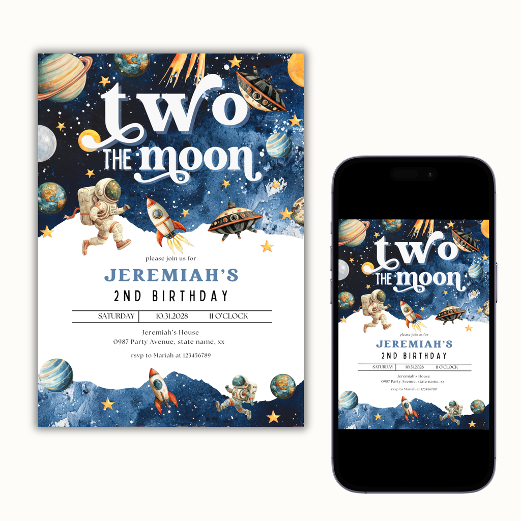 Two The Moon Invitation | Blue