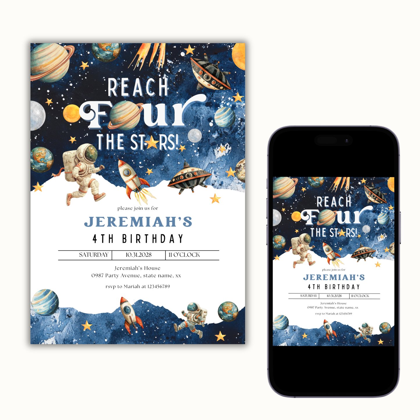 Reach Four the Stars Invitation | Blue