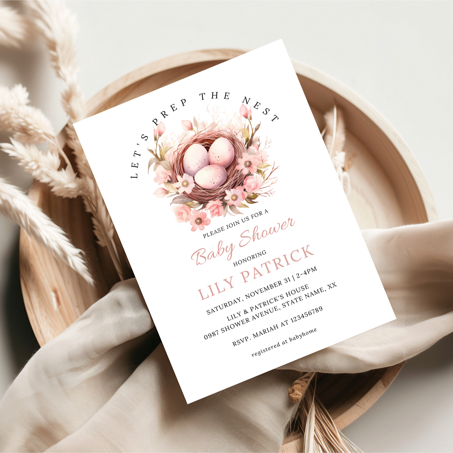 Let's Prep the Nest Baby Shower Invitation Bundle