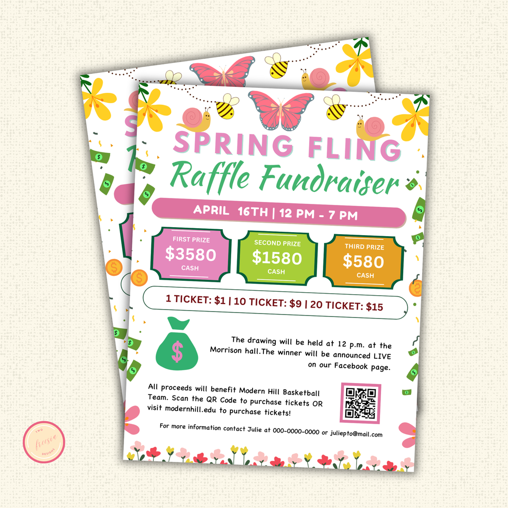 Spring Fling Raffle Fundraiser Flyer Template