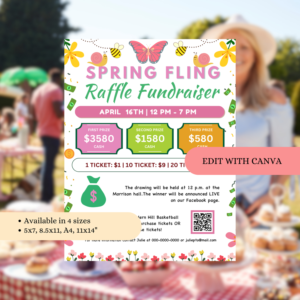 Spring Fling Raffle Fundraiser Flyer Template