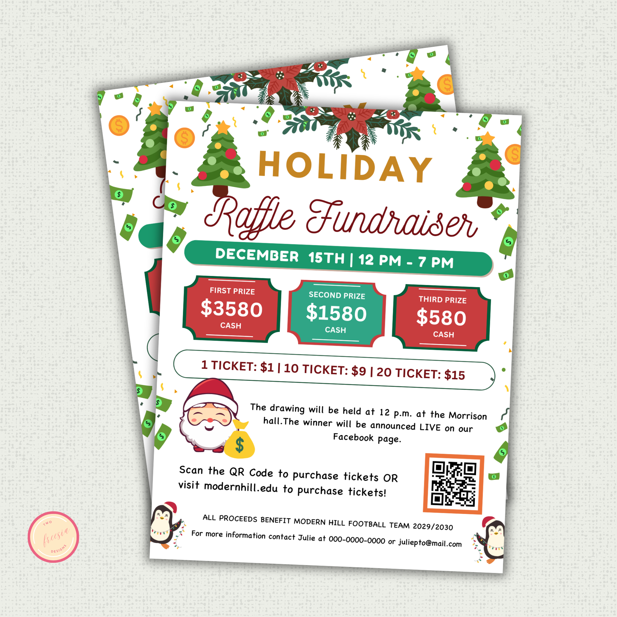 Holiday Raffle Fundraiser Flyer Template