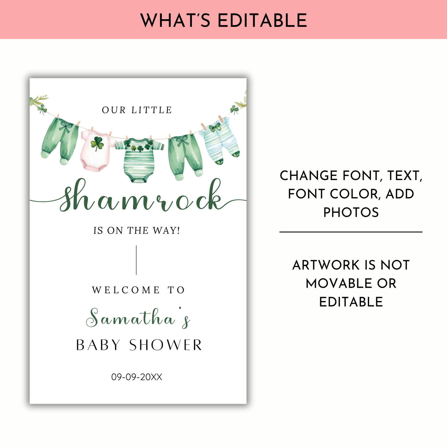 St Patrick's Day Baby Shower Welcome Sign