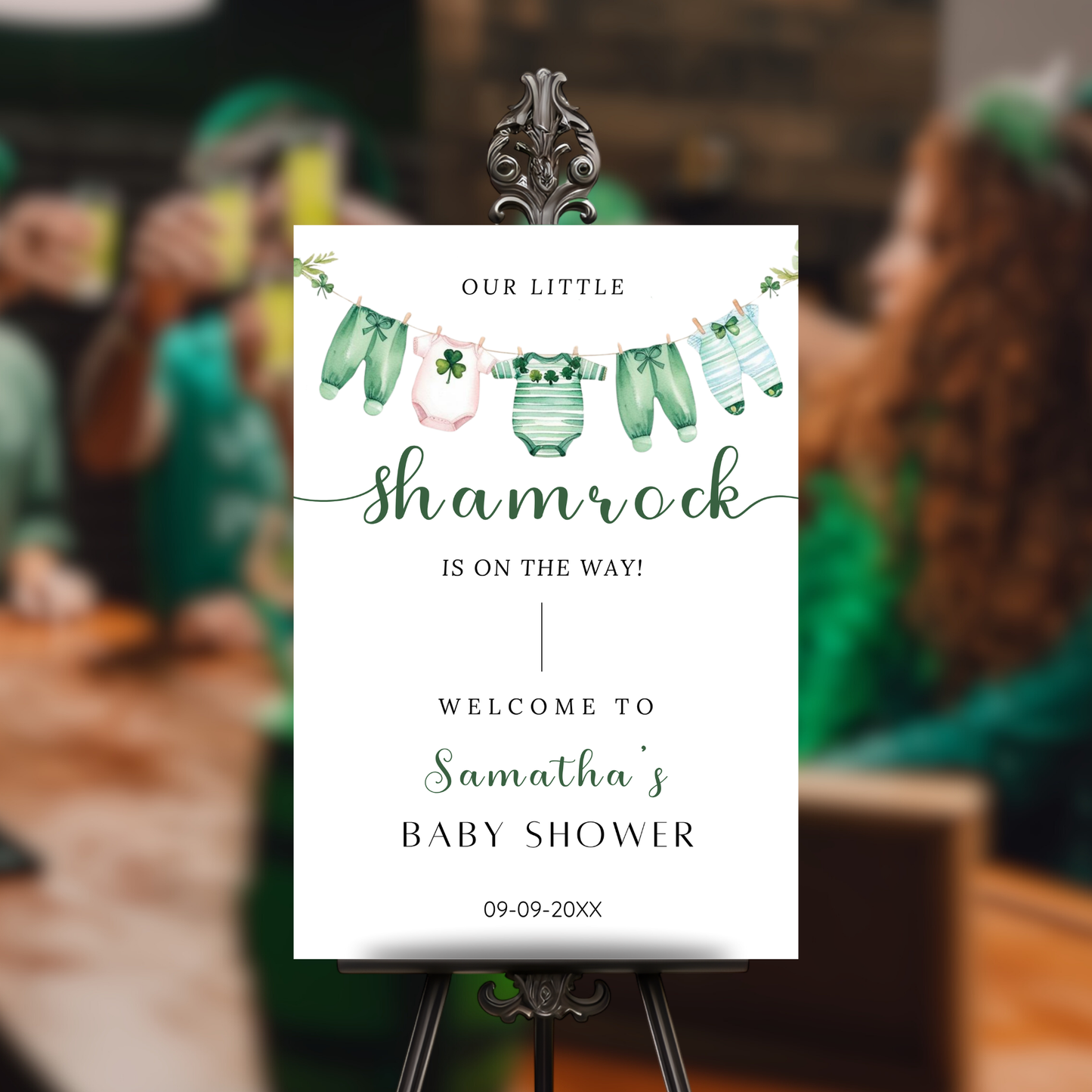 St Patrick's Day Baby Shower Welcome Sign