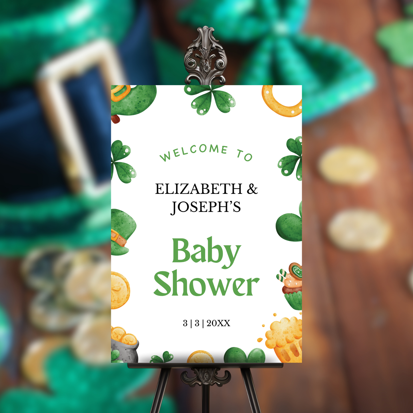 St Patrick's Day Baby Shower Welcome Sign