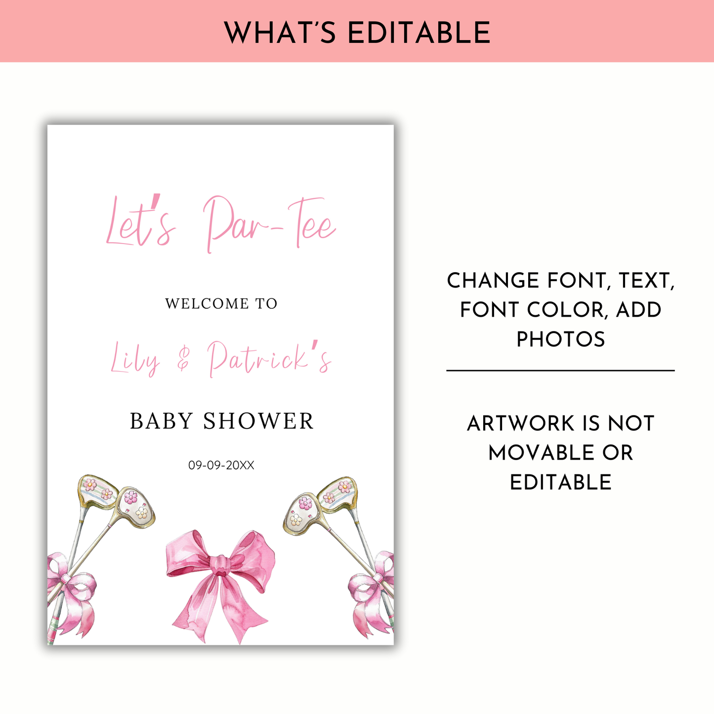 Let's Par-Tee Baby Shower Welcome Sign