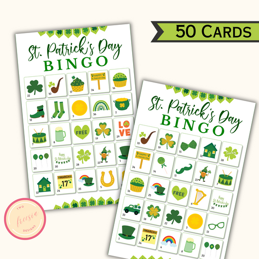 St Patrick's Day Bingo Game - 30 Unique Cards