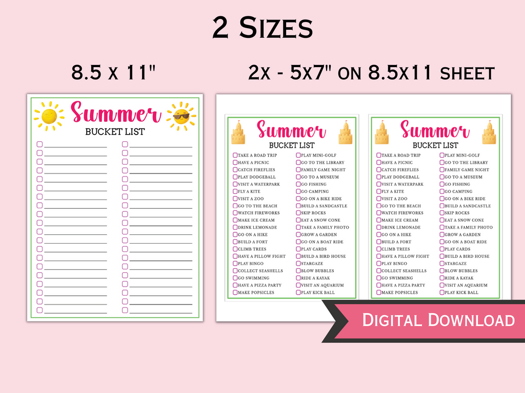 Editable / Fillable Summer Bucket List and 2024 Summer Calendar