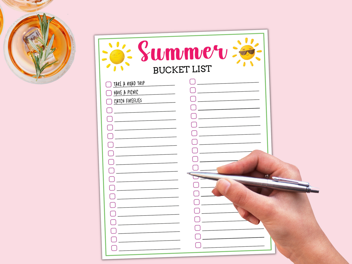 Editable / Fillable Summer Bucket List and 2024 Summer Calendar