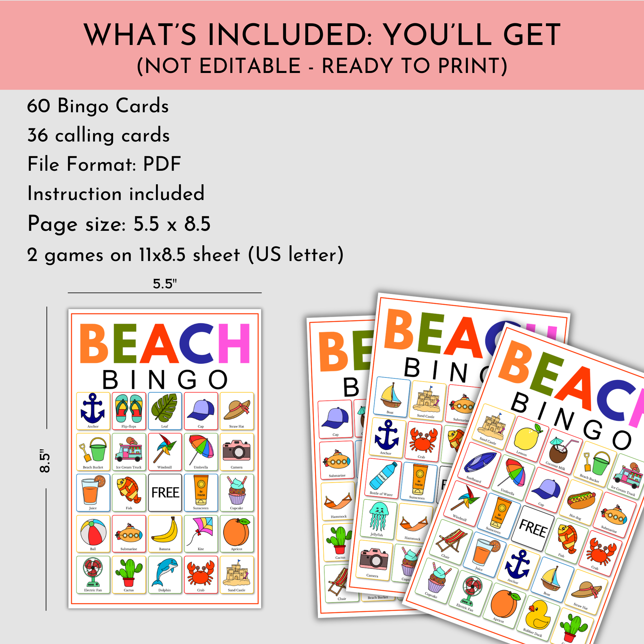 Beach Bingo Game