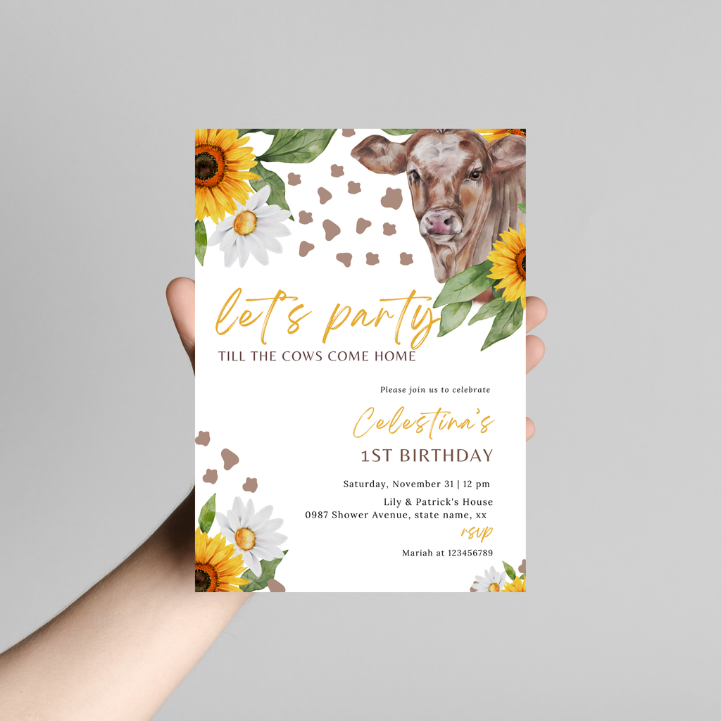 Sunflower Cow Invitation