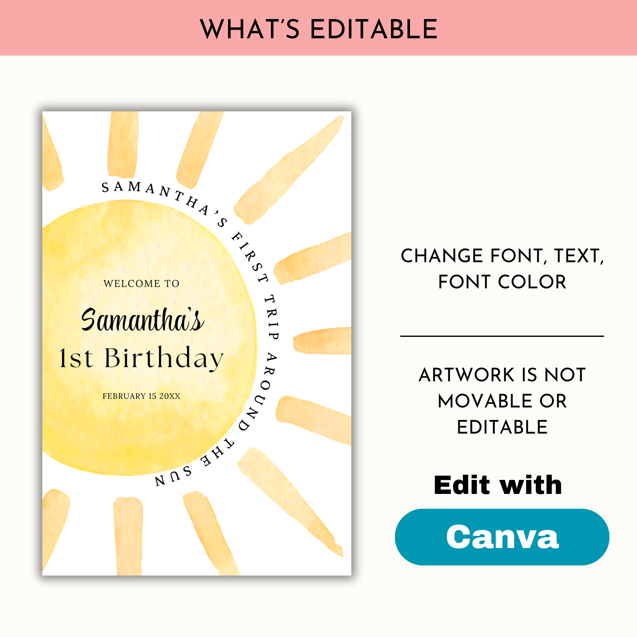 First Trip Around the Sun Welcome Sign