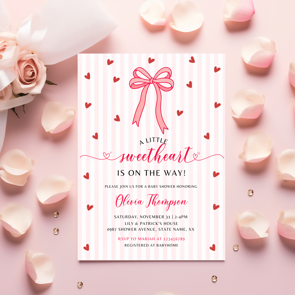 Valentine Baby Shower Invitation Set