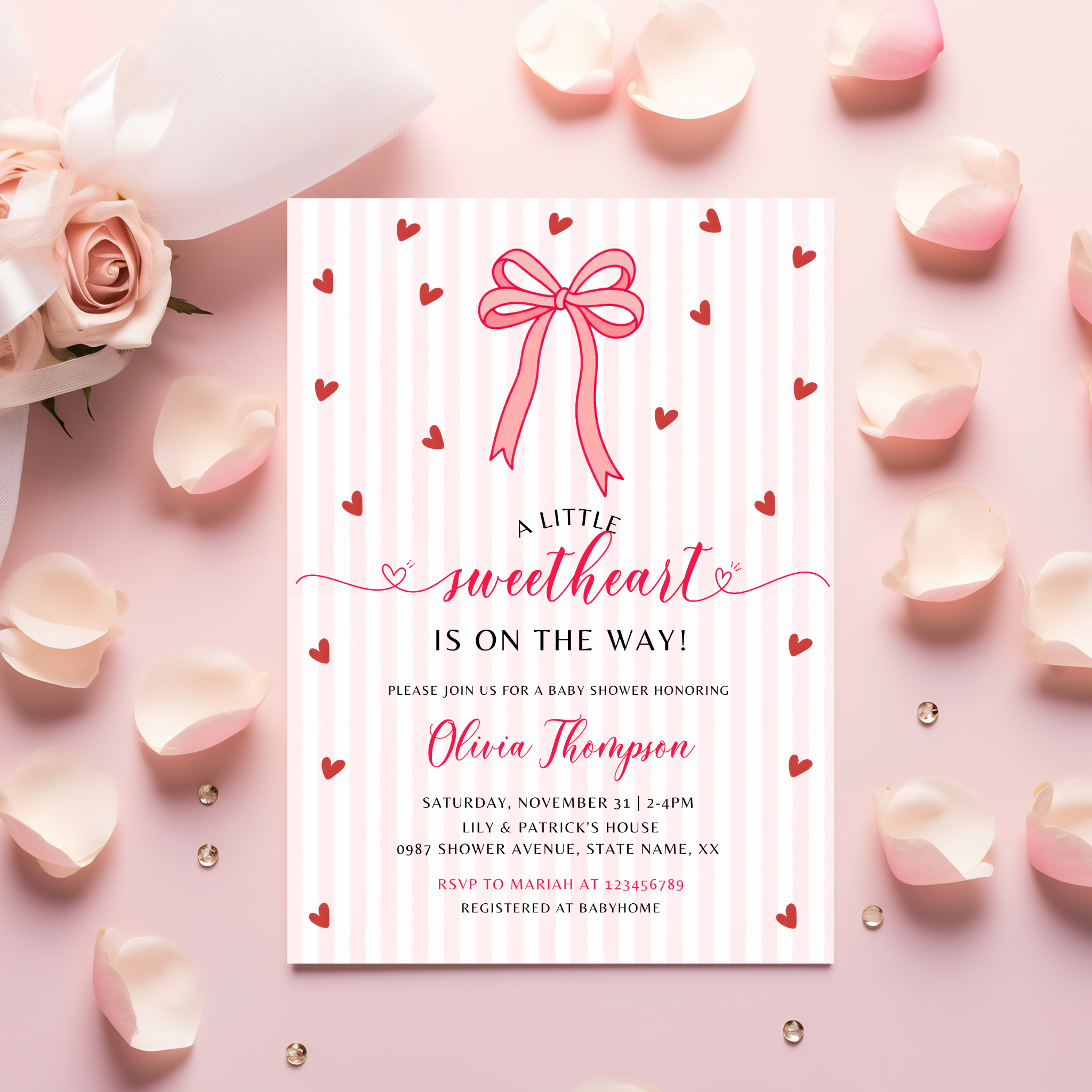 Valentine Baby Shower Invitation Set