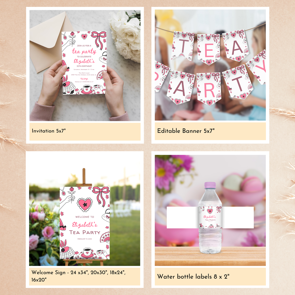 Tea Party Birthday Template Bundle