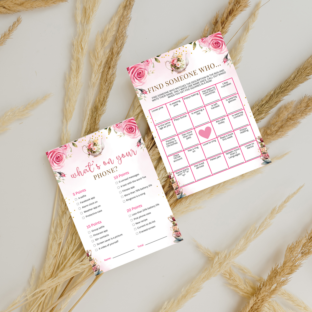 8 Editable Tea Party Games