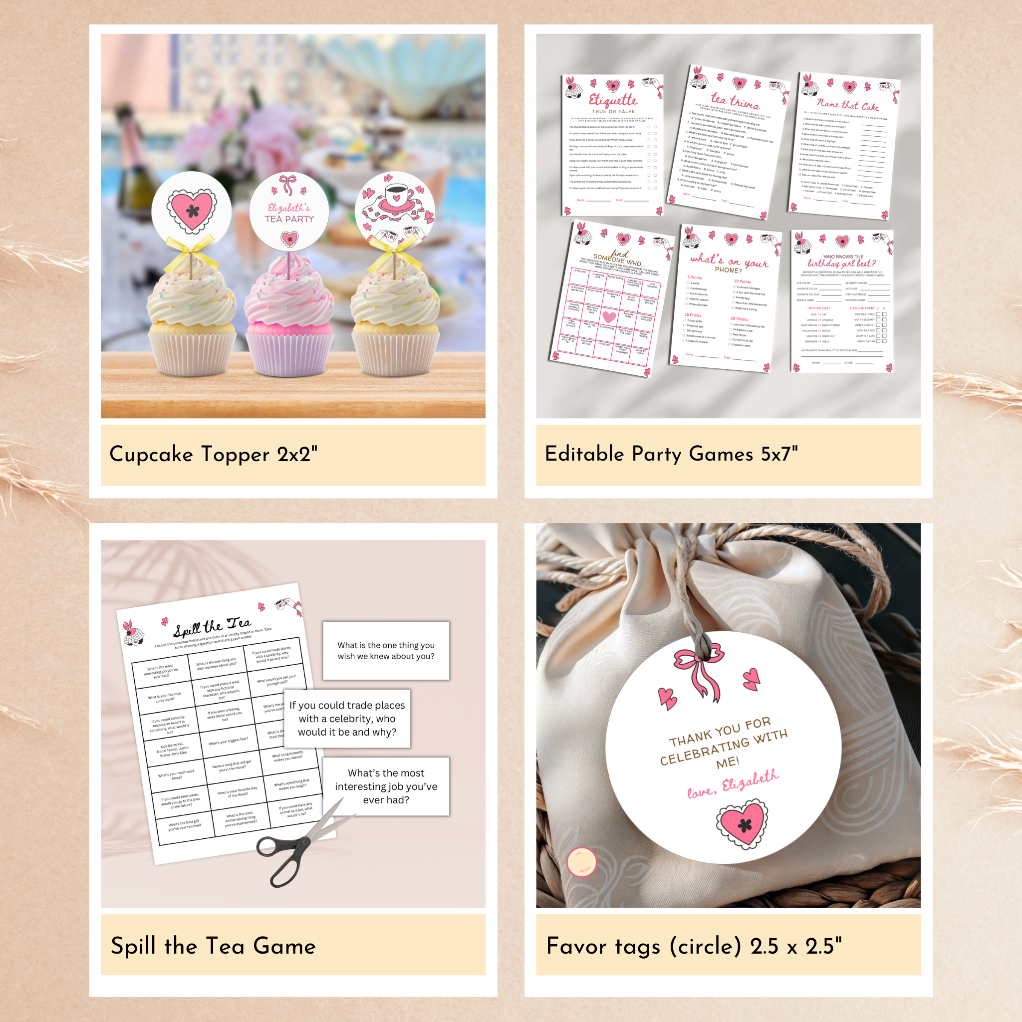 Tea Party Birthday Template Bundle