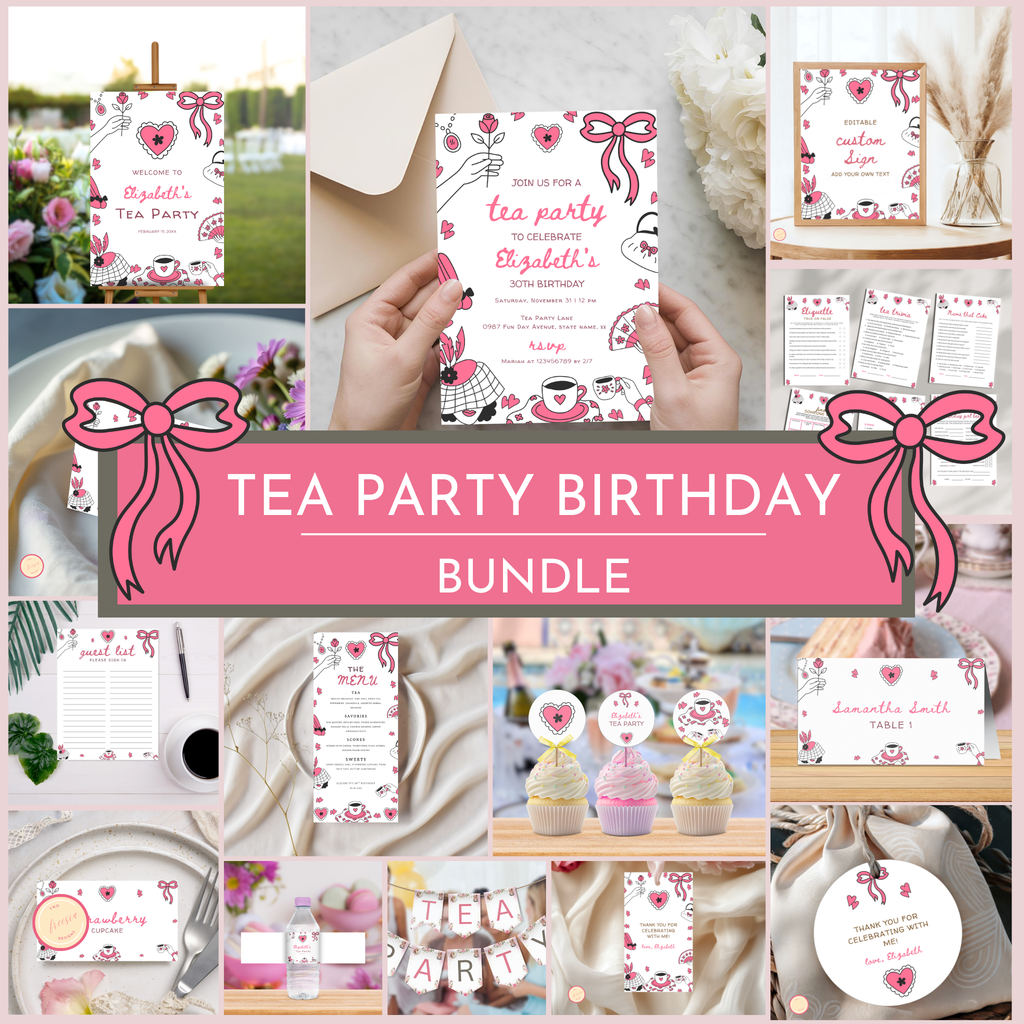 Tea Party Birthday Template Bundle