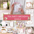 Tea Party Birthday Template Bundle - Pink Floral