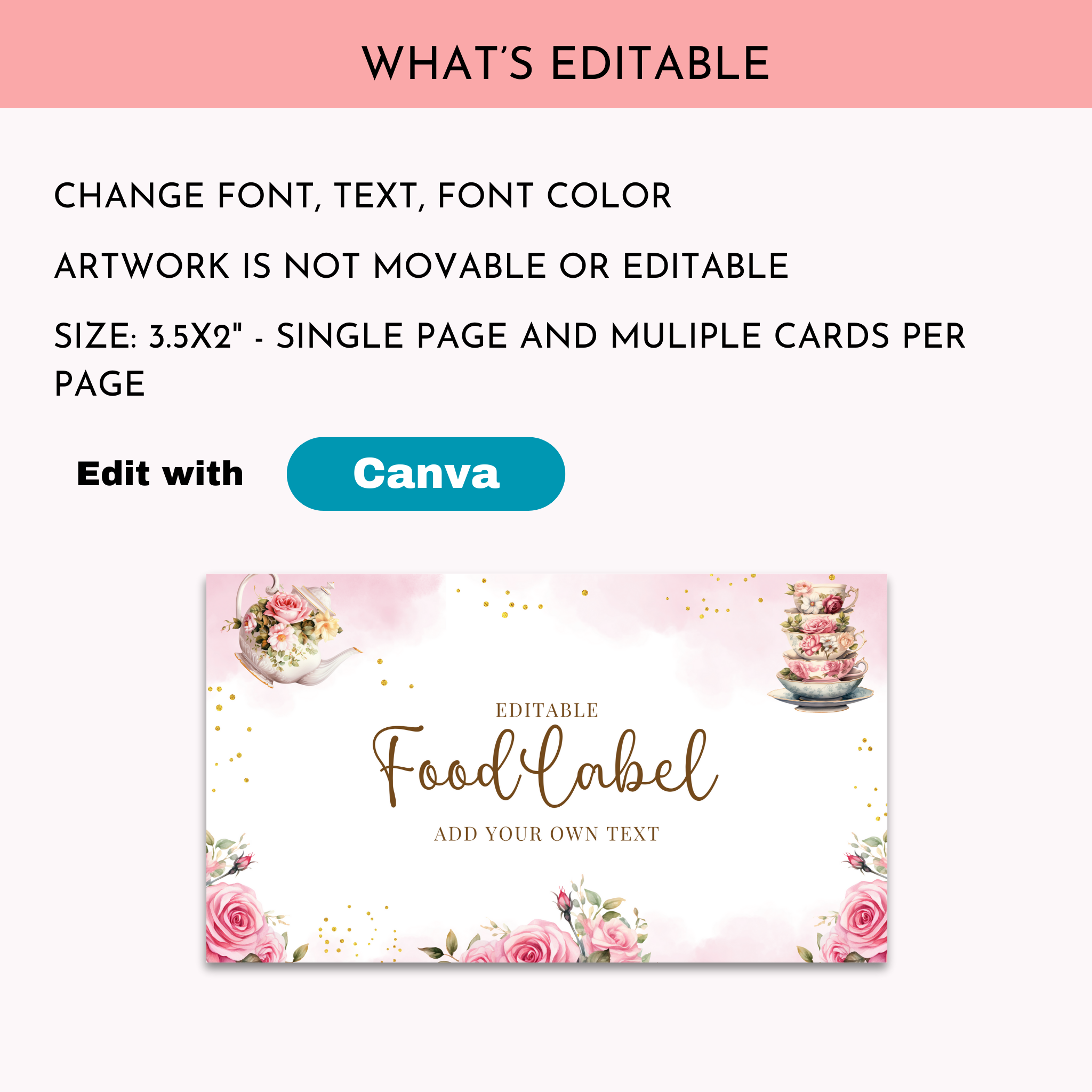 Tea Party Food Label Template